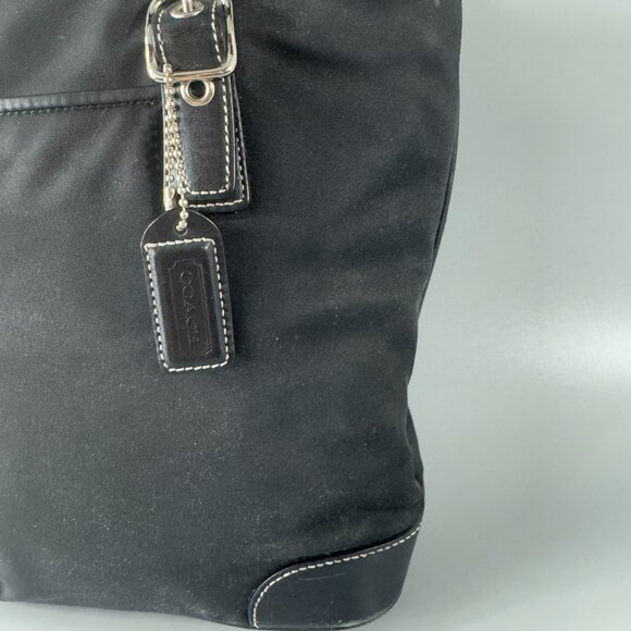 Vintage Coach # 4487 Black Microfiber Leather Trim Handbag - Picture 3 of 13